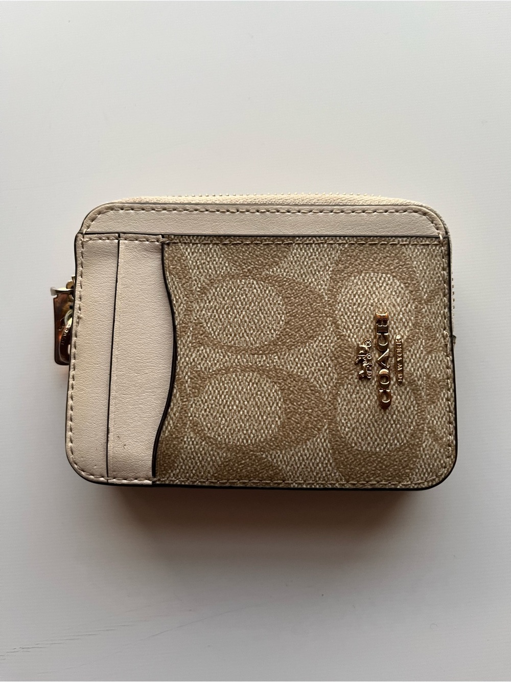 Coach Signature Zip Card Case Wallet